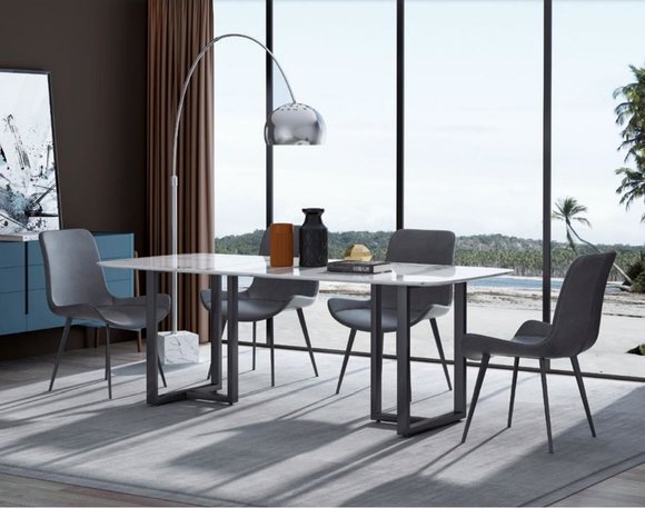 Design Esszimmer Gruppe Tisch + 4 Stühle Sitz Polster Garnitur Tische Lehn Stuhl