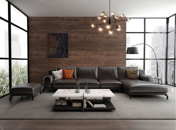 Designer Sofa Couch Ecksofa mit Hocker Polster Garnitur Wohnlandschaft L-Form