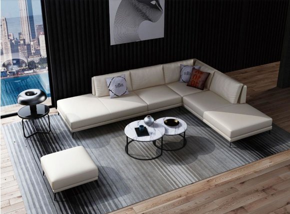 Moderne Sofa Eckgarnitur L Form Polster Sitz Ecke Couch + Hocker