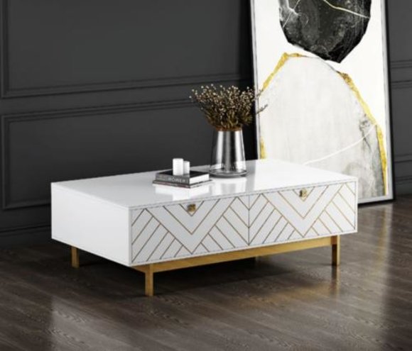 Edler Hochglanz Couchtisch Tisch Edelstahl Sofa Beistelltisch USA Luxus Klasse