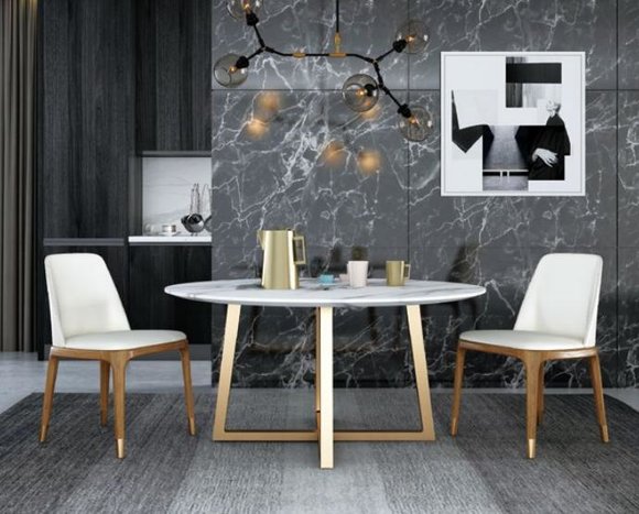 Design Ess Tisch Rund Metall Runde Tische Wohn Zimmer Luxus Gold Marmor Imitatio