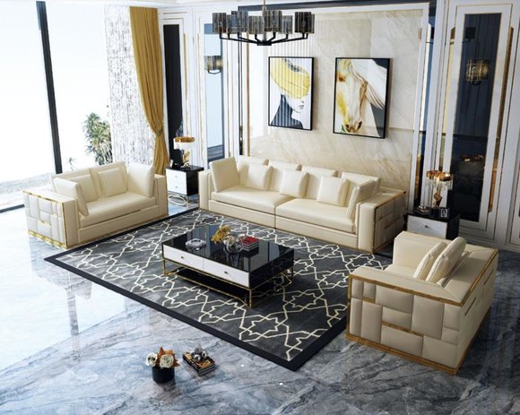 Couch Wohnlandschaft Garnitur Design Modern Sofagarnitur 3+2+1 Sofas
