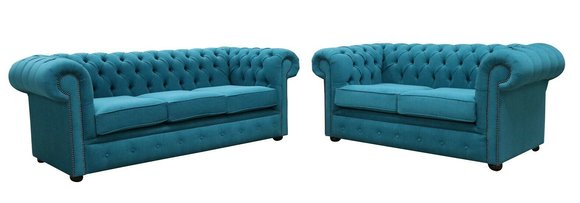 Sofagarnitur 3+2 Sitzers Klassische Luxus Sofa Couch Chesterfield Textil Leder