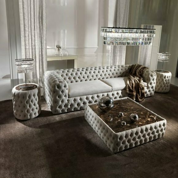 Design Leder Tisch Chesterfield Couchtisch Wohnzimmer Beistell Klassische Tische