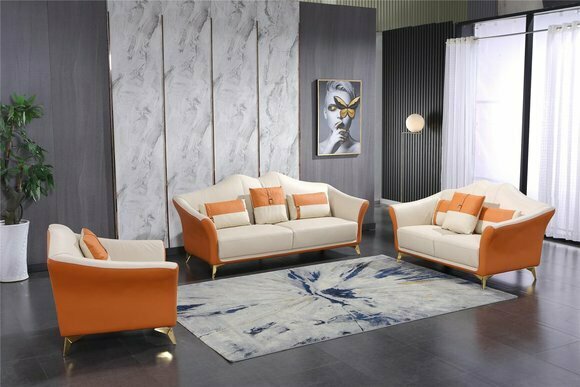 Sofa Polster Leder Couch Sitz Komplett Set Moderne Garnitur 3+2+1 Sitzer Gruppe