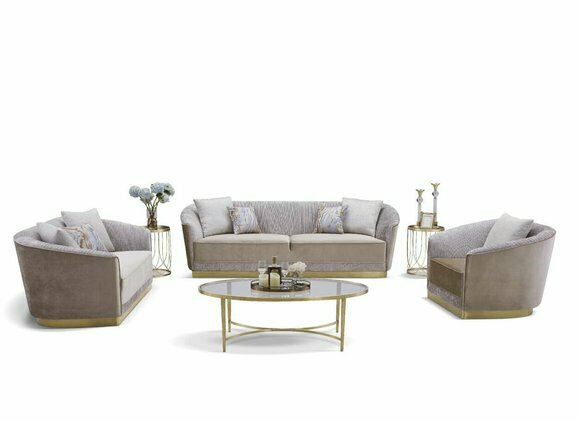 Sofagarnitur 3+2+1 Stoffsofa Sofa Couch Sitzer Textil Stoff Polster Gruppe Leder