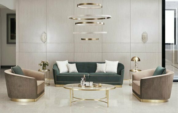 Klassische Wohnzimmer Sofagarnitur Couch Sitzgruppe Polstergruppen Sofa Set 411