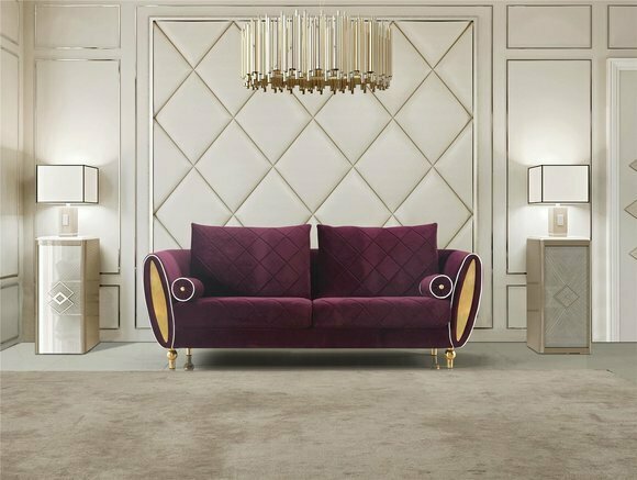 Sofa 3 Sitzer Sofas Couch Polster Garnitur Metall Design Moderne Couchen Samt