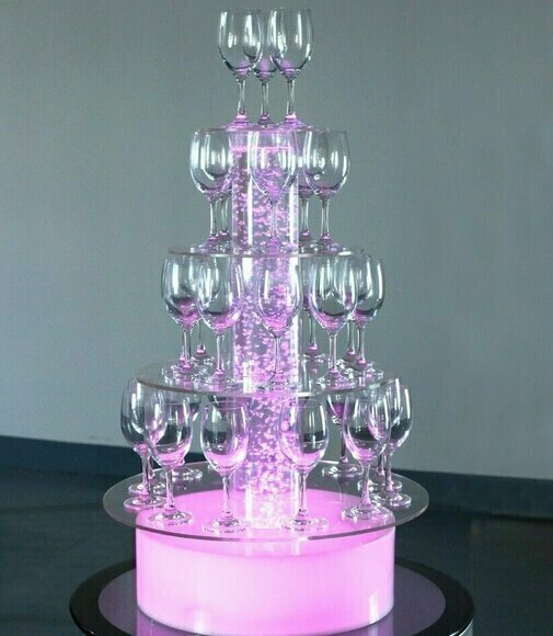 Champagne Tower Sekt Turm Wasser Säule Beleuchtet Regal Säulen Hochzeit Party