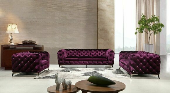Luxus Hochwertige Sofa Couch Polster Sitz 3+2 Garnitur Chesterfield Garnituren