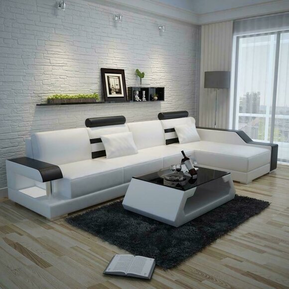 Beleuchtete Wohnzimmer Sitzlandschaft Couchgarnituren Sitz Polster Lederecke Neu