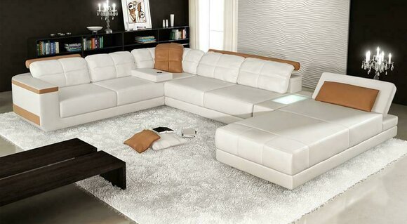 Ledersofa Maßfertigung Ecksofa Couch Polster Sitz Garnitur Wohnlandschaft Neu