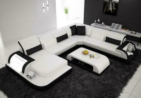 Wohnlandschaft Extra Luxus Klasse Ecksofa Couch - Eckgarnituren Ledersofa Sofa