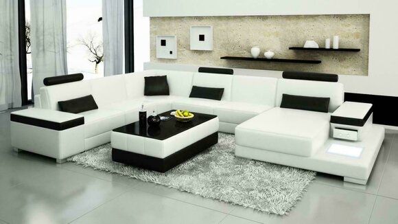 Ledersofa Designer Sofa U Form Wohnlandschaft Couch Polster Ecksofa Garnitur Neu
