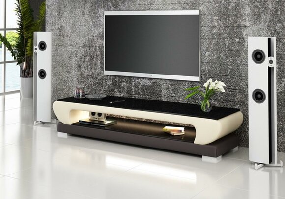 Sideboard rtv tv Leder Glas Tisch Fernseh Schrank Tisch Designer lowboard regal