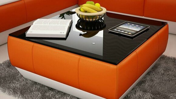 Sofatisch Design Tisch Wonzimmer Glas Leder Couch Beistell Sofa Kaffee Tische
