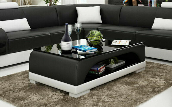 Design Glastisch Leder Couch Tisch Tische Glas Sofa Wohnzimmertische