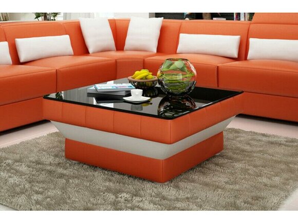 Design Glastisch Leder Couch Tisch Tische Glas Sofa Wohnzimmertische