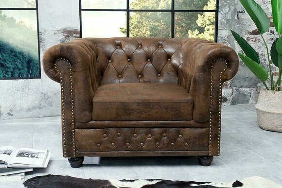 Chesterfield Sessel Fernseh Couch 1 Sitzer Sofa Textil Stoff Couchen Polster Neu
