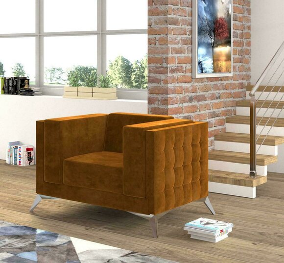 Chesterfield Sessel Couch 1 Sitzer Stoff Couchen Polster Neu Fernseh Sofa Textil