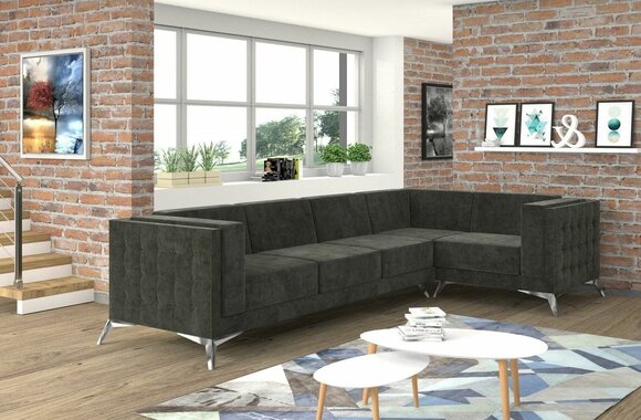 Ecksofa Chesterfield Sofa Polstergarnitur Couch Wohnlandschaft L-form Design Neu