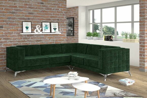 Sofa L-Form Chesterfield Couch Wohnlandschaft Garnitur Design Klassische Ecksofa