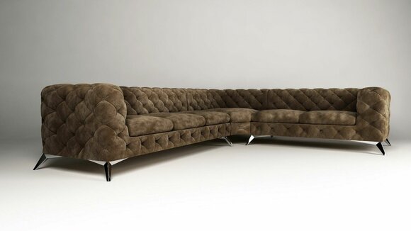 Samt Ecksofa Chesterfield Sofa Polstergarnitur Couch Wohnlandschaft Lform Design