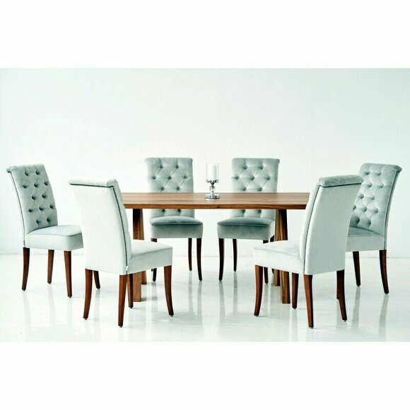 Design Esszimmer Tisch 4 Chesterfield Lehnstühle Sitz Stühle Sessel Gruppe Stuhl