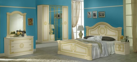 Luxus Schlafzimmer Klassisches Holz Bett Nachttisch 6tlg Design Möbel Set Neu