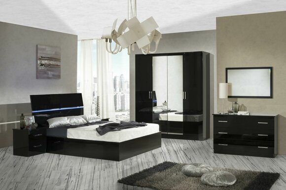 Schlafzimmer Set Komplett Kommode Bett Kleiderschrank Betten Nachtkonsole 6tlg.