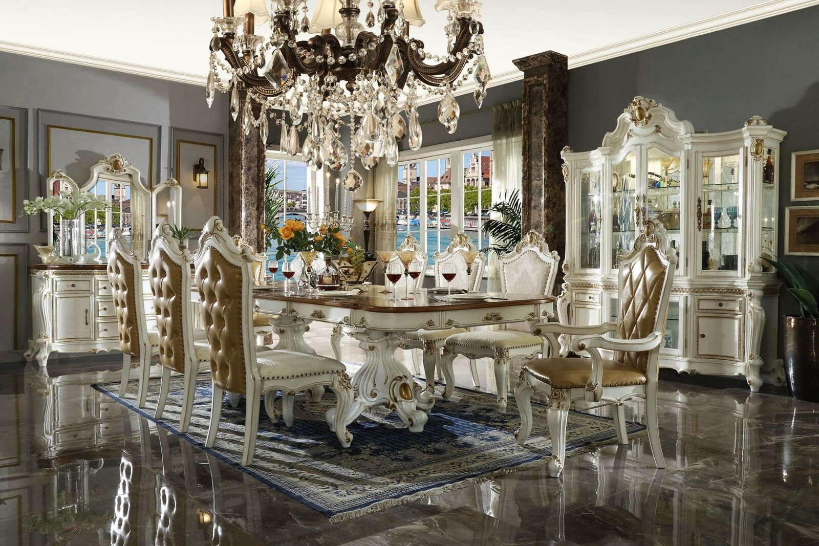 Geschnitzter Holz Esstisch Wohnzimmer Esszimmer Tisch Barock Rokoko xxl Tische