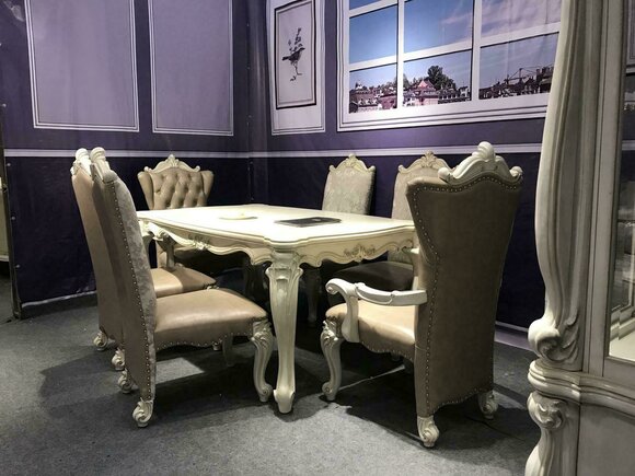 Esszimmer Garnitur 7tlg Barock Rokoko Tisch 6x Stühle Stuhl Gruppe Geschnitzt