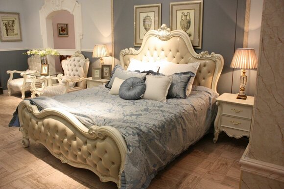 Design Bett Doppel Luxus Schlaf Zimmer Betten Leder Hotel 180x200cm Chesterfield