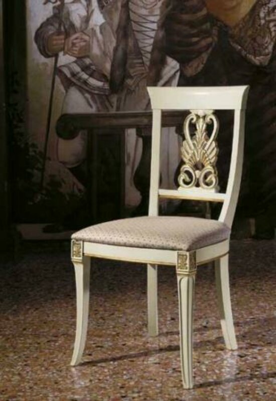 Luxus Design Polster Stuhl Stühle Sitz Lehn Massivholz Esszimmer Barock Rokoko