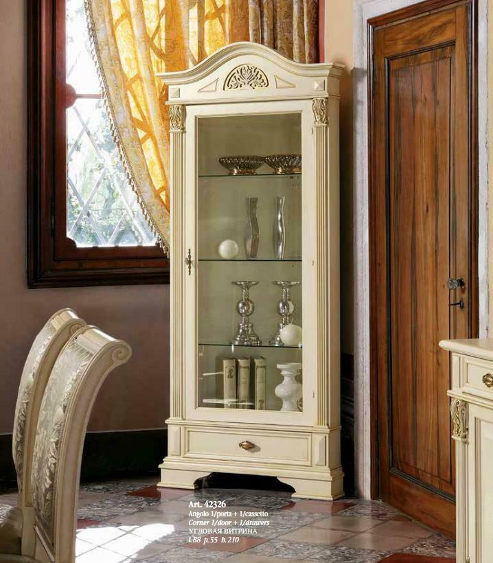 Eck Vitrine Glas Schrank Wohnzimmer Schaufenster 1tür Vitrinen Barock Rokoko Neu