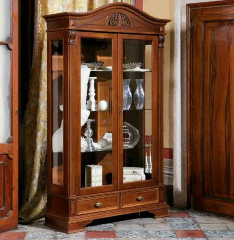 Vitrine Glas Schrank Wohnzimmer Schaufenster 2 Türen Vitrinen Barock Rokoko