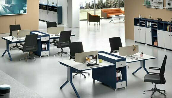 Tisch Büro Möbel Einrichtung Tische Callcenter 4 Arbeitsplätze Schreibtisch Holz