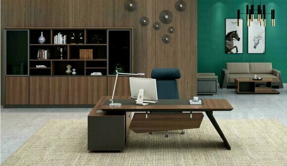Schreibtisch Büroeinrichtung 2tlg. Set Tische Regal Chef Tisch + Aktenschrank