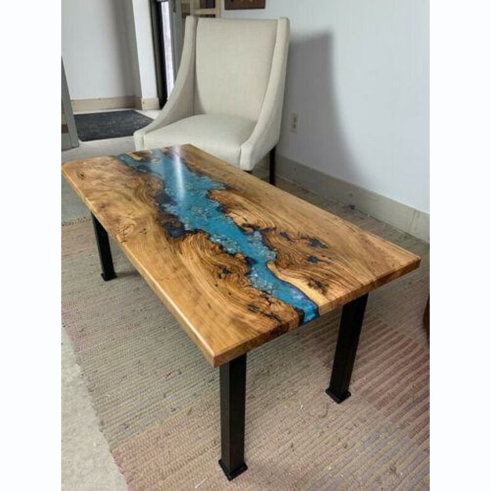 Couchtisch River Table Echtes Holz Flusstisch Massiv Epoxidharz Tische 120x60cm