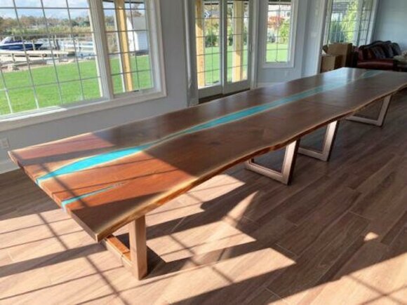 Esstisch River Tisch Echtes Holz Flusstisch 260x100 Massive Tische Epoxidharz