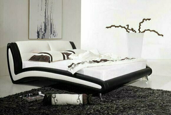 Designer Bett Betten Ehebett Doppelbett Polsterbett Schlafzimmer Lederbett Neu