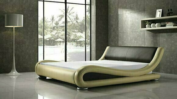 Designer Ehebett Polsterbett Doppelbett Bett Schlafzimmer Lederbett Neu Betten