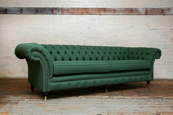Knopf Sofa Chaesterfield Sofas 4 Sitzer Couch Polster Stoff Wohnzimmer