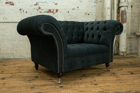 Schwarz Sofa Couch Polster Chesterfield Sitzmöbel Textil Stoff Leder Couchen Neu