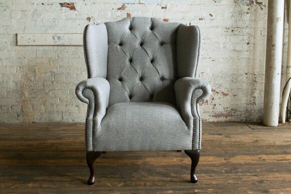 Ohrensessel Chesterfield 1 Sitzer Sessel Textil Leder Polster Fernseh Sofa Couch