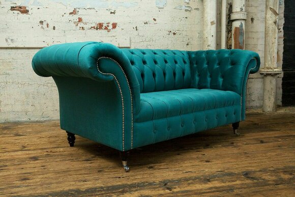 Chesterfield Samt Sofa Couch Polster 2 Sitzer Polster Kunst Sofas Couchen Neu