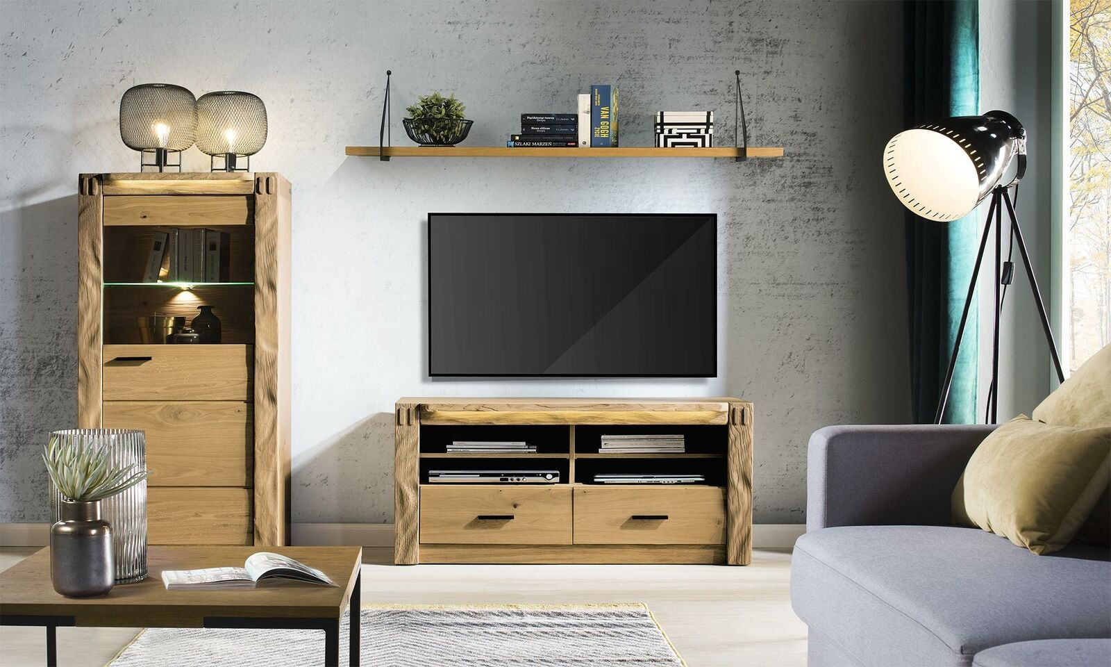 Modernes Design Wohn Wand Wohnzimmer Sideboard RTV Regal Vitrine 3tlg. Schränke