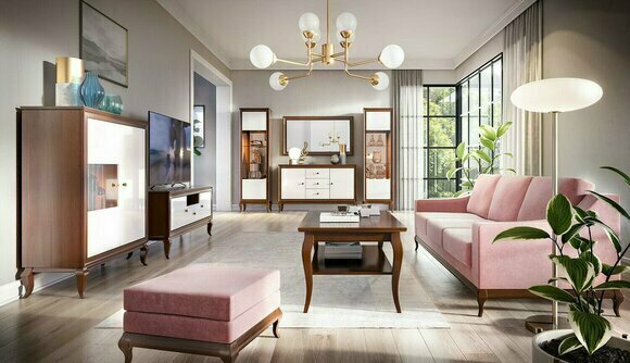 Wohnzimmer Set Vitrine Kommode Spiegel Wohnwände Kommoden Design Schrank 4tlg.