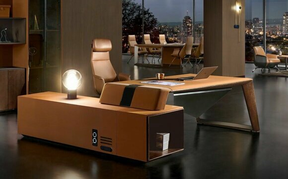 Designer Büro Arbeit Zimmer Set Sessel Eckschreibtisch Komplett Set Möbel 2tlg.