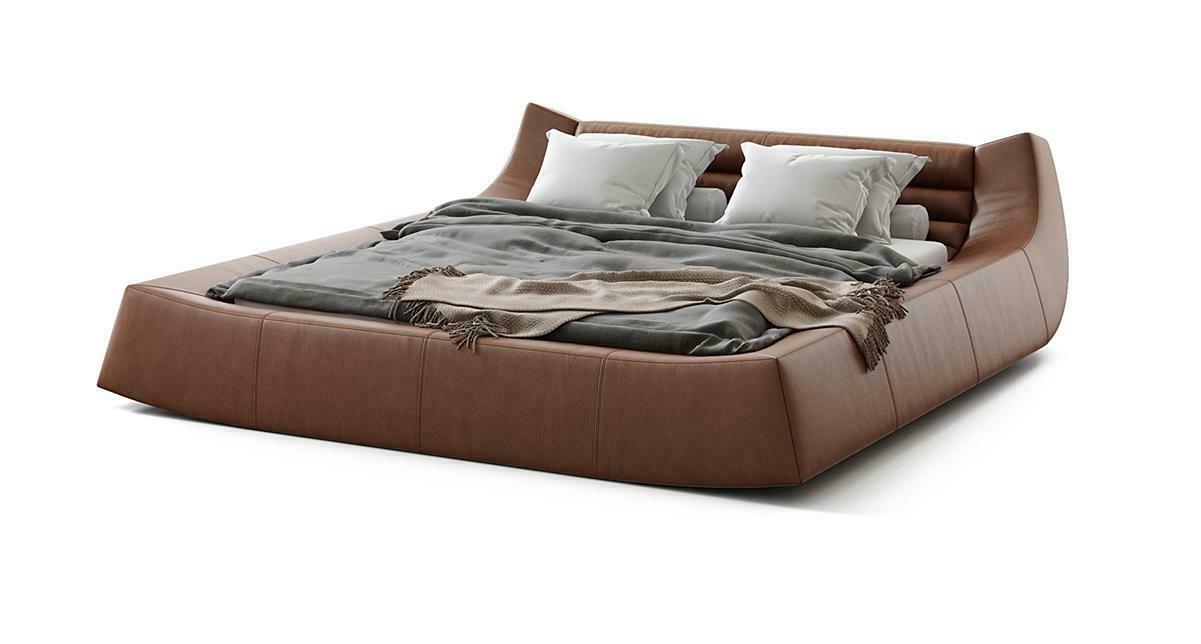 Designer Bett Doppel Betten Modernes Hotel Leder Stoff Doppelbett 180x200cm Neu
